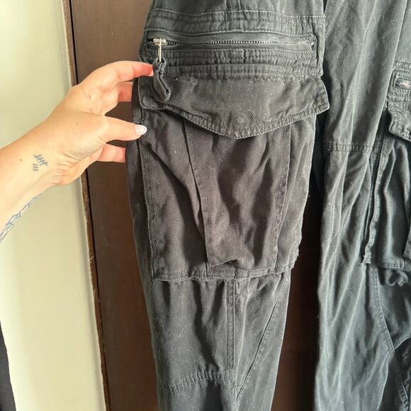 MARITHE + FRANCOIS GIRBAUD | 90s Vintage Black Cotton Cargo Pants | Size 38 - Picture 3 of 9